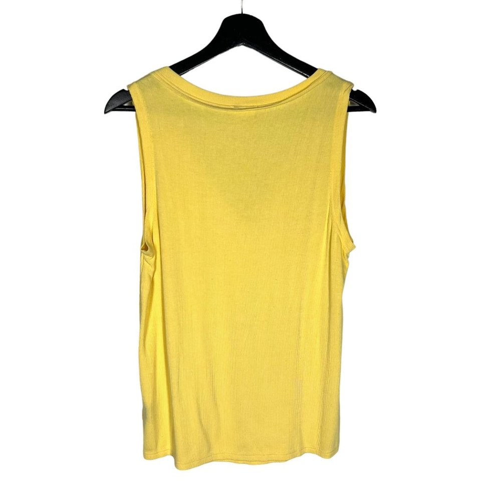 POL Yellow Ribbed Sleeveless V Neck Top Medium - Picture 2 of 5